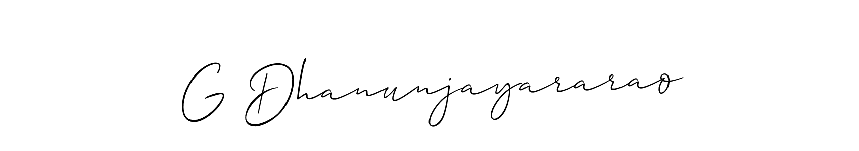 Design your own signature with our free online signature maker. With this signature software, you can create a handwritten (Allison_Script) signature for name G Dhanunjayararao. G Dhanunjayararao signature style 2 images and pictures png