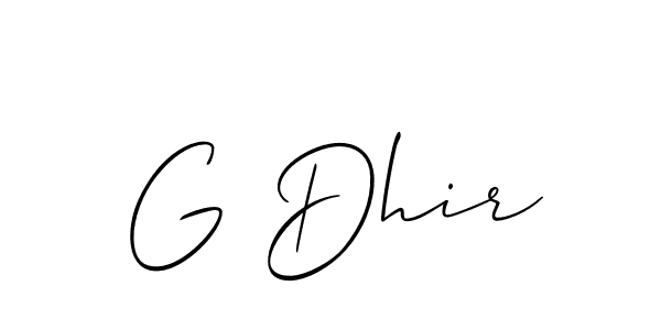 Also we have G Dhir name is the best signature style. Create professional handwritten signature collection using Allison_Script autograph style. G Dhir signature style 2 images and pictures png