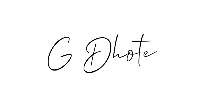 Make a beautiful signature design for name G Dhote. With this signature (Allison_Script) style, you can create a handwritten signature for free. G Dhote signature style 2 images and pictures png