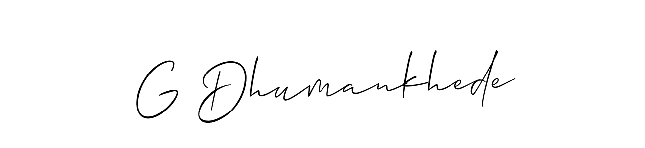 Allison_Script is a professional signature style that is perfect for those who want to add a touch of class to their signature. It is also a great choice for those who want to make their signature more unique. Get G Dhumankhede name to fancy signature for free. G Dhumankhede signature style 2 images and pictures png