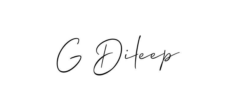 Design your own signature with our free online signature maker. With this signature software, you can create a handwritten (Allison_Script) signature for name G Dileep. G Dileep signature style 2 images and pictures png