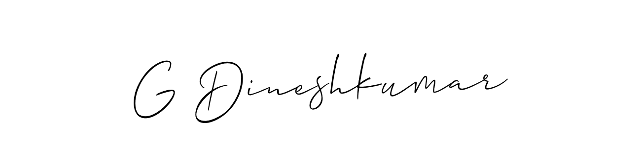 if you are searching for the best signature style for your name G Dineshkumar. so please give up your signature search. here we have designed multiple signature styles  using Allison_Script. G Dineshkumar signature style 2 images and pictures png