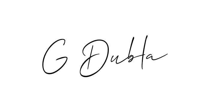 Use a signature maker to create a handwritten signature online. With this signature software, you can design (Allison_Script) your own signature for name G Dubla. G Dubla signature style 2 images and pictures png