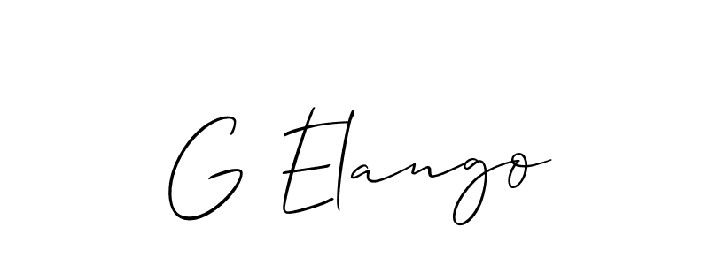 Make a beautiful signature design for name G Elango. With this signature (Allison_Script) style, you can create a handwritten signature for free. G Elango signature style 2 images and pictures png