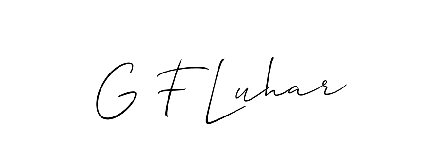 Check out images of Autograph of G F Luhar name. Actor G F Luhar Signature Style. Allison_Script is a professional sign style online. G F Luhar signature style 2 images and pictures png