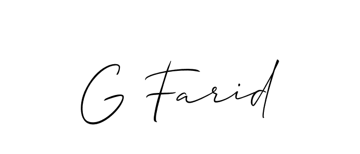 Create a beautiful signature design for name G Farid. With this signature (Allison_Script) fonts, you can make a handwritten signature for free. G Farid signature style 2 images and pictures png