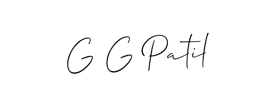 The best way (Allison_Script) to make a short signature is to pick only two or three words in your name. The name G G Patil include a total of six letters. For converting this name. G G Patil signature style 2 images and pictures png
