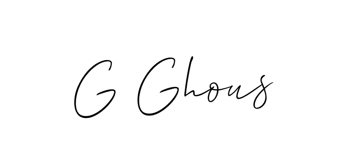 Design your own signature with our free online signature maker. With this signature software, you can create a handwritten (Allison_Script) signature for name G Ghous. G Ghous signature style 2 images and pictures png