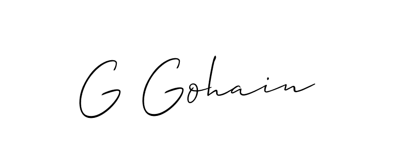 Also we have G Gohain name is the best signature style. Create professional handwritten signature collection using Allison_Script autograph style. G Gohain signature style 2 images and pictures png