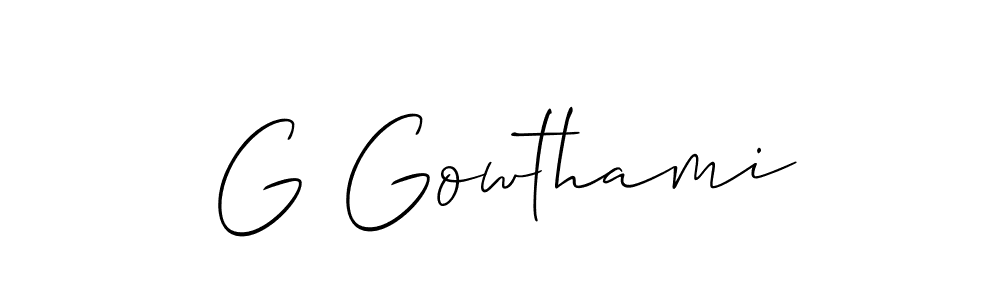 Allison_Script is a professional signature style that is perfect for those who want to add a touch of class to their signature. It is also a great choice for those who want to make their signature more unique. Get G Gowthami name to fancy signature for free. G Gowthami signature style 2 images and pictures png