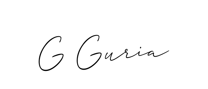 Design your own signature with our free online signature maker. With this signature software, you can create a handwritten (Allison_Script) signature for name G Guria. G Guria signature style 2 images and pictures png