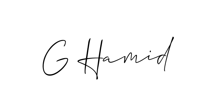 if you are searching for the best signature style for your name G Hamid. so please give up your signature search. here we have designed multiple signature styles  using Allison_Script. G Hamid signature style 2 images and pictures png