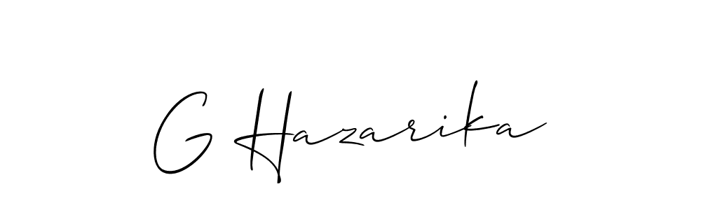 Design your own signature with our free online signature maker. With this signature software, you can create a handwritten (Allison_Script) signature for name G Hazarika. G Hazarika signature style 2 images and pictures png