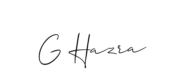 Use a signature maker to create a handwritten signature online. With this signature software, you can design (Allison_Script) your own signature for name G Hazra. G Hazra signature style 2 images and pictures png