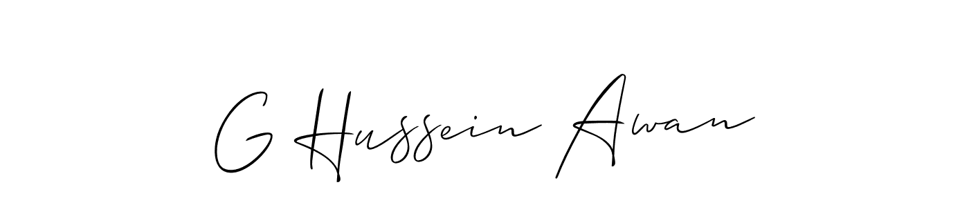 Make a short G Hussein Awan signature style. Manage your documents anywhere anytime using Allison_Script. Create and add eSignatures, submit forms, share and send files easily. G Hussein Awan signature style 2 images and pictures png