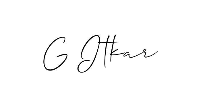 Also You can easily find your signature by using the search form. We will create G Itkar name handwritten signature images for you free of cost using Allison_Script sign style. G Itkar signature style 2 images and pictures png