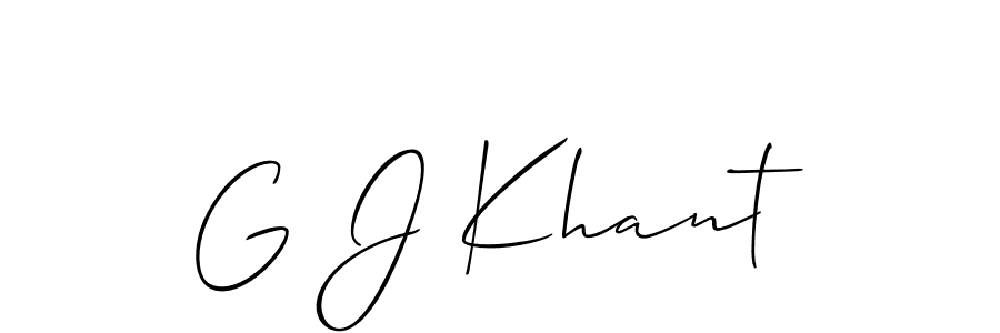 if you are searching for the best signature style for your name G J Khant. so please give up your signature search. here we have designed multiple signature styles  using Allison_Script. G J Khant signature style 2 images and pictures png