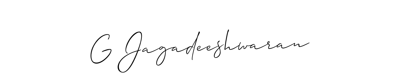 Use a signature maker to create a handwritten signature online. With this signature software, you can design (Allison_Script) your own signature for name G Jagadeeshwaran. G Jagadeeshwaran signature style 2 images and pictures png