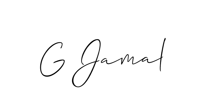 The best way (Allison_Script) to make a short signature is to pick only two or three words in your name. The name G Jamal include a total of six letters. For converting this name. G Jamal signature style 2 images and pictures png