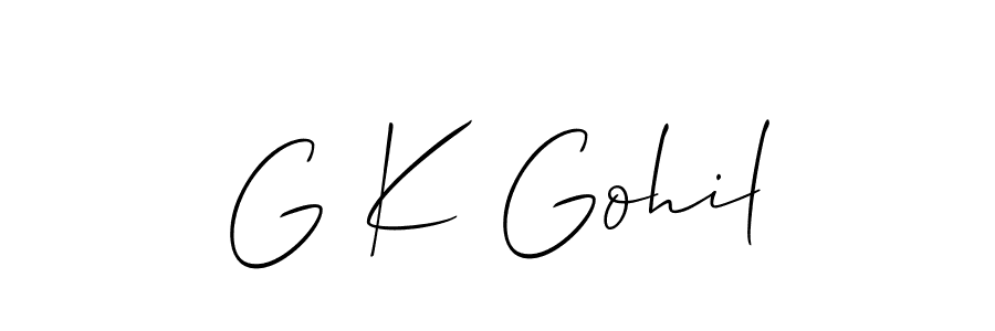 Also You can easily find your signature by using the search form. We will create G K Gohil name handwritten signature images for you free of cost using Allison_Script sign style. G K Gohil signature style 2 images and pictures png
