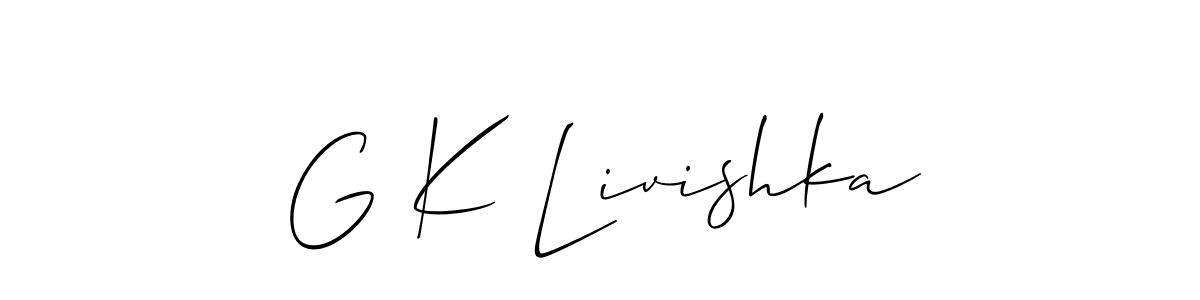 Use a signature maker to create a handwritten signature online. With this signature software, you can design (Allison_Script) your own signature for name G K Livishka. G K Livishka signature style 2 images and pictures png