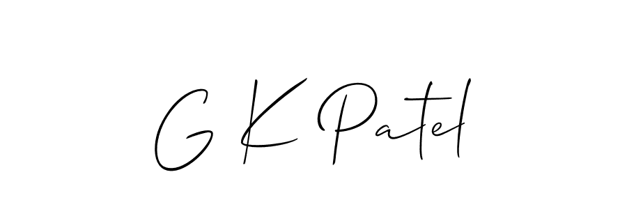 Use a signature maker to create a handwritten signature online. With this signature software, you can design (Allison_Script) your own signature for name G K Patel. G K Patel signature style 2 images and pictures png