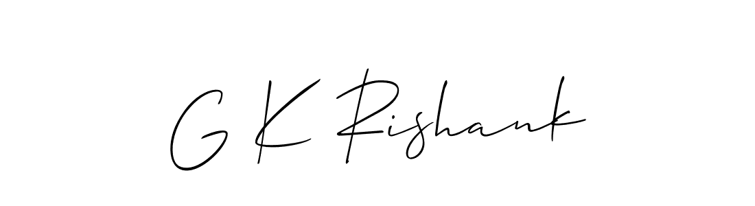 How to Draw G K Rishank signature style? Allison_Script is a latest design signature styles for name G K Rishank. G K Rishank signature style 2 images and pictures png