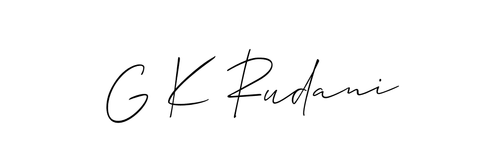 Make a beautiful signature design for name G K Rudani. With this signature (Allison_Script) style, you can create a handwritten signature for free. G K Rudani signature style 2 images and pictures png