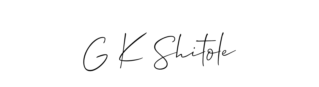 Also we have G K Shitole name is the best signature style. Create professional handwritten signature collection using Allison_Script autograph style. G K Shitole signature style 2 images and pictures png