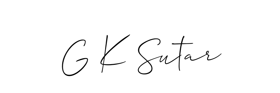 if you are searching for the best signature style for your name G K Sutar. so please give up your signature search. here we have designed multiple signature styles  using Allison_Script. G K Sutar signature style 2 images and pictures png