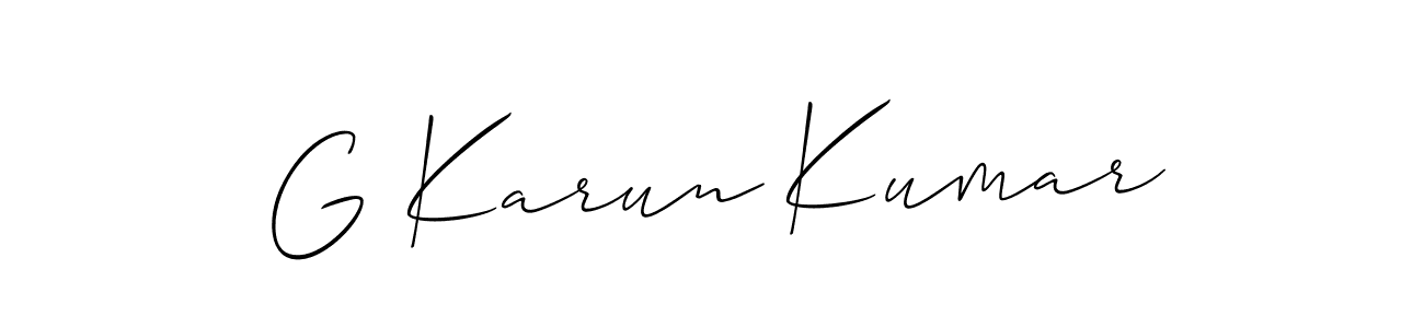 How to make G Karun Kumar signature? Allison_Script is a professional autograph style. Create handwritten signature for G Karun Kumar name. G Karun Kumar signature style 2 images and pictures png