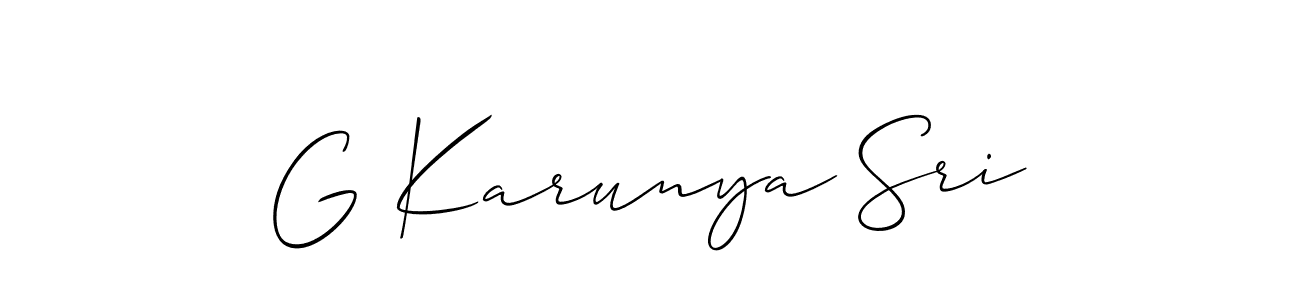 Make a beautiful signature design for name G Karunya Sri. With this signature (Allison_Script) style, you can create a handwritten signature for free. G Karunya Sri signature style 2 images and pictures png