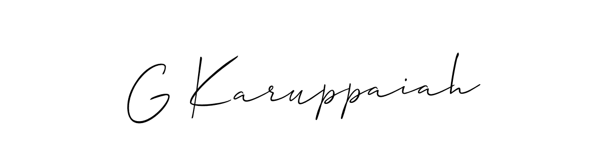 How to make G Karuppaiah name signature. Use Allison_Script style for creating short signs online. This is the latest handwritten sign. G Karuppaiah signature style 2 images and pictures png