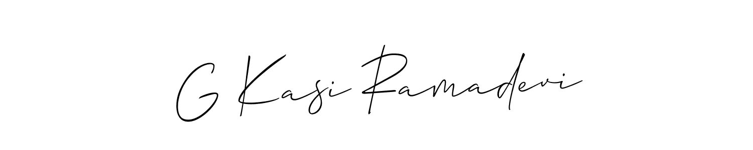 Make a short G Kasi Ramadevi signature style. Manage your documents anywhere anytime using Allison_Script. Create and add eSignatures, submit forms, share and send files easily. G Kasi Ramadevi signature style 2 images and pictures png