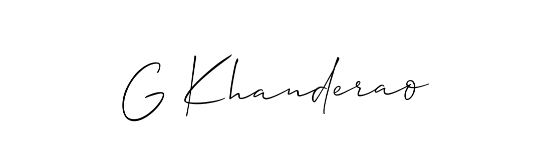 How to make G Khanderao name signature. Use Allison_Script style for creating short signs online. This is the latest handwritten sign. G Khanderao signature style 2 images and pictures png
