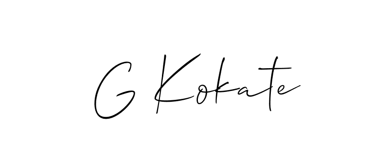The best way (Allison_Script) to make a short signature is to pick only two or three words in your name. The name G Kokate include a total of six letters. For converting this name. G Kokate signature style 2 images and pictures png