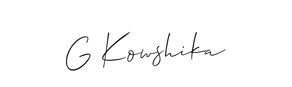It looks lik you need a new signature style for name G Kowshika. Design unique handwritten (Allison_Script) signature with our free signature maker in just a few clicks. G Kowshika signature style 2 images and pictures png