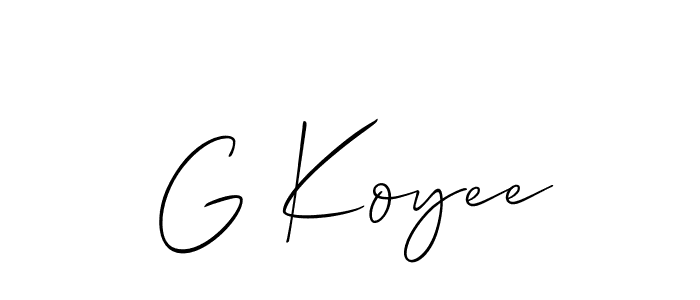 Create a beautiful signature design for name G Koyee. With this signature (Allison_Script) fonts, you can make a handwritten signature for free. G Koyee signature style 2 images and pictures png