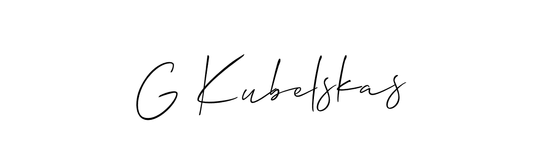 if you are searching for the best signature style for your name G Kubelskas. so please give up your signature search. here we have designed multiple signature styles  using Allison_Script. G Kubelskas signature style 2 images and pictures png