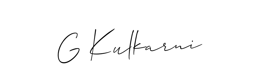 Allison_Script is a professional signature style that is perfect for those who want to add a touch of class to their signature. It is also a great choice for those who want to make their signature more unique. Get G Kulkarni name to fancy signature for free. G Kulkarni signature style 2 images and pictures png