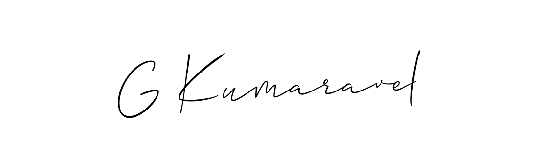 How to make G Kumaravel name signature. Use Allison_Script style for creating short signs online. This is the latest handwritten sign. G Kumaravel signature style 2 images and pictures png