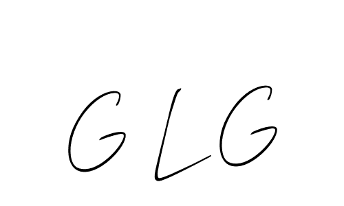 The best way (Allison_Script) to make a short signature is to pick only two or three words in your name. The name G L G include a total of six letters. For converting this name. G L G signature style 2 images and pictures png