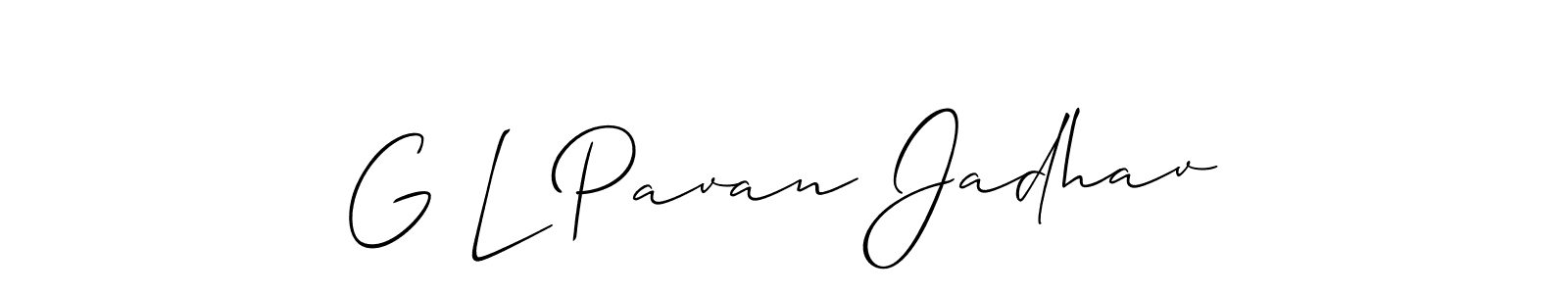 Also You can easily find your signature by using the search form. We will create G L Pavan Jadhav name handwritten signature images for you free of cost using Allison_Script sign style. G L Pavan Jadhav signature style 2 images and pictures png