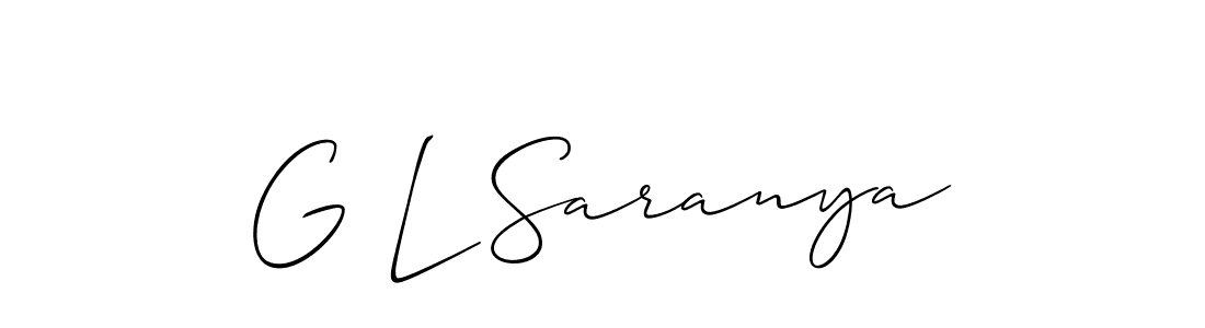 How to make G L Saranya name signature. Use Allison_Script style for creating short signs online. This is the latest handwritten sign. G L Saranya signature style 2 images and pictures png