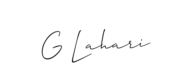 Also You can easily find your signature by using the search form. We will create G Lahari name handwritten signature images for you free of cost using Allison_Script sign style. G Lahari signature style 2 images and pictures png