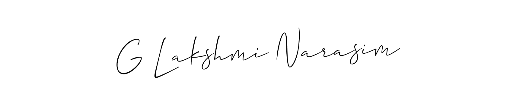 Also You can easily find your signature by using the search form. We will create G Lakshmi Narasim name handwritten signature images for you free of cost using Allison_Script sign style. G Lakshmi Narasim signature style 2 images and pictures png