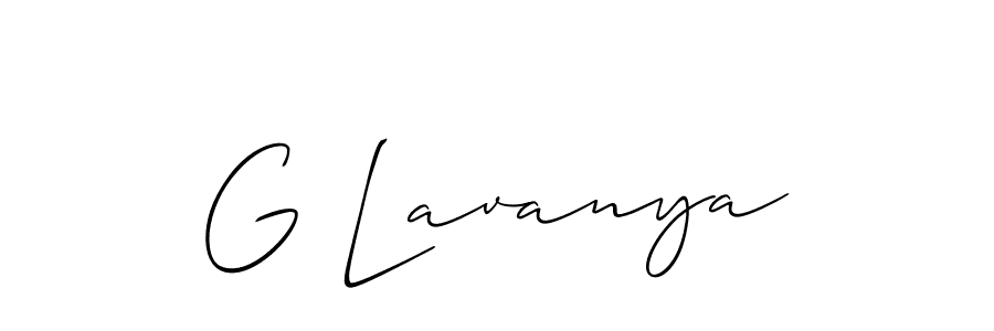 Allison_Script is a professional signature style that is perfect for those who want to add a touch of class to their signature. It is also a great choice for those who want to make their signature more unique. Get G Lavanya name to fancy signature for free. G Lavanya signature style 2 images and pictures png
