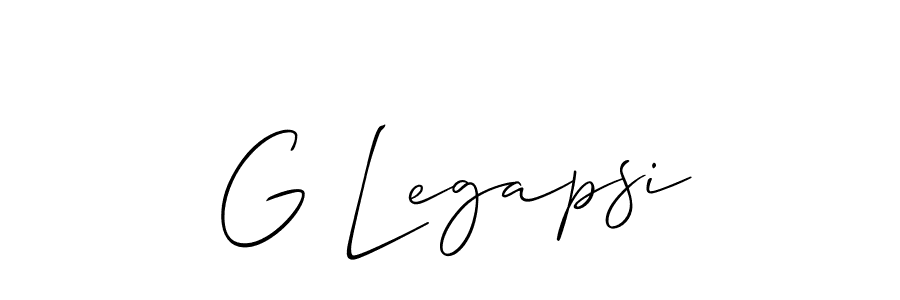 How to make G Legapsi name signature. Use Allison_Script style for creating short signs online. This is the latest handwritten sign. G Legapsi signature style 2 images and pictures png