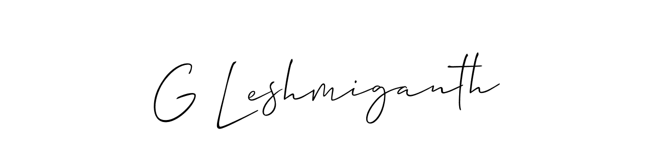 Also we have G Leshmiganth name is the best signature style. Create professional handwritten signature collection using Allison_Script autograph style. G Leshmiganth signature style 2 images and pictures png