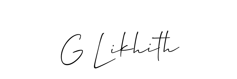 How to make G Likhith name signature. Use Allison_Script style for creating short signs online. This is the latest handwritten sign. G Likhith signature style 2 images and pictures png